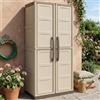 Dmora - Armadio da esterno Marchin, Mobile balcone multiuso, Armadietto outdoor 2 ante, 100% Made in Italy, Beige e Marrone, Finitura quadri, 70x39h165 cm