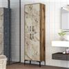 Dmora Armadio Multiuso Grande Alphard, Mobile Multifunzionale, Mobiletto scarpiera, Guardaroba Porta Scarpe, 60x35h200 cm, Noce e Bianco Marmo
