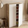 Dmora - Armadio multiuso 2 ante Olathe, Mobile ausiliario, Guardaroba basso porta scarpe con 6 ripiani, Scarpiera bassa, 70x36h103 cm, Rovere e Bianco