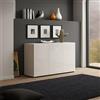 Dmora - Credenza Polokwane, Buffet da soggiorno, Madia da salotto, Dispensa da cucina, Made in Italy, 135x38h79 cm, Bianco lucido