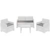 Dmora Set Salotto da Esterno Vieste, con 2 poltrone, 1 Divano e 1 tavolino, Effetto Rattan, 100% Made in Italy, Bianco