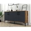 Dmora - Credenza Sestante, Buffet da soggiorno, Madia da salotto, Dispensa da cucina, 160x35h78 cm, Noce e Antracite