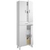 Dmora Armadio Multiuso Grande Oxnard 29x182h cm Bianco Bianco Lucido un Cassetto 2 Ripiani, 4 Vani