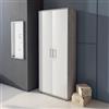 Dmora Armadio Multiuso 2 Ante Hadal 79x188h cm Grigio Cemento Cassetti 4 Ripiani, 2 Ante