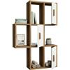 Dmora - Mensola Lunara, Scaffale, Ripiano a muro, Scaffalatura multiuso, 50x20h113 cm, Noce e Bianco
