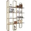 Dmora - Libreria Almena, Scaffale da ufficio, Mobile portalibri, Biblioteca, 125x28h180 cm, Oro