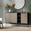 Dmora - Credenza Perseus, Buffet da soggiorno, Madia da salotto, Dispensa da cucina, 142x36h83 cm, Antracite e Beige
