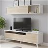Dmora - Parete attrezzata Tambo, Composizione soggiorno, Mobile salotto multiuso, Armadio porta TV, 180x41 h180 cm, Bianco e Rovere