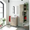 Dmora - Mobile sottolavabo Naperville, Mobiletto per bagno, Armadio a 2 ante con specchio, lavabo non incluso, 50x40h80 cm, Rovere