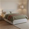 Talamo Italia - Letto piazza e mezza Cleide, Set testata in ecopelle con rete ortopedica e mantovana, 100% Made in Italy, con materasso incluso, Cm 120x190, Tortora