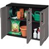 Dmora - Armadio da esterno Gesves, Mobile balcone multiuso, Armadietto outdoor 3 ante, 100% Made in Italy, 102x37h84 cm, Grigio e Nero, Finitura quadri
