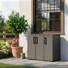 Dmora Pattumiera Aalst, Cestino portarifiuti, Bidone per Raccolta differenziata a 3 Ante, 100% Made in Italy, 102x37h84 cm, Grigio e Nero, Finitura Righe
