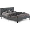 Dmora - Letto matrimoniale Caldes, Sommier per camera da letto, Giroletto per stanza, Struttura porta materasso, Adatto a materasso Cm 160x190, Grigio