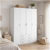 Dmora - Guardaroba grande Francine, Mobile camera da letto, Cabina armadio portabiti, Armadio appendiabiti, 154x50 h200 cm, Bianco