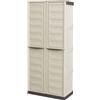 Dmora - Armadio da esterno Marchin, Mobile balcone multiuso, Armadietto outdoor 2 ante, 100% Made in Italy, Beige e Marrone, Finitura righe, 70x39h165 cm