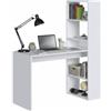Evergreen-House Dmora - Scrivania Denton, Scrittoio Multifunzione Reversibile con libreria 5 Ripiani, Tavolo da Studio o Ufficio Porta PC portalibri, 120x53h144 cm, Bianco