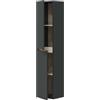 Dmora - Mobile colonna Williamsburg, Pensile bagno sospeso a 2 ante, Armadio alto, 31x26h135 cm, Antracite e Rovere