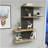Dmora - Mensola Mirzam, Scaffale, Ripiano a muro, Scaffalatura multiuso, 65x19h96 cm, Antracite e Rovere