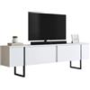 Dmora - Mobile porta TV Centaurus, Credenza da soggiorno, Armadio basso per TV, Base parete attrezzata, 180x30h50 cm, Bianco e Nero