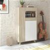 Dmora - Vetrina Atlanta, Vetrinetta moderna a 3 ante, Credenza da soggiorno o salotto, Madia alta con ripiani, 77x33h142 cm, Rovere e Bianco