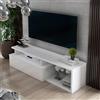 Dmora - Mobile porta TV Baltico, Credenza da soggiorno, Armadio basso per TV, Base parete attrezzata, 160x38h41 cm, Bianco e Bianco lucido