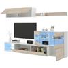 Dmora Parete Attrezzata Adams 41x260x180h cm Marrone Rovere 9 Ripiani Modulabile, Apertura Battente e a Ribalta