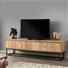 Dmora - Mobile porta TV Suhail, Credenza da soggiorno, Armadio basso per TV, Base parete attrezzata, 180x40h50 cm, Quercia e Nero