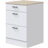 Dmora Mobile 3 cassetti Cuggiono, Cassettiera da cucina, Modulo contenitore con cassetti, Base con cassetti estraibili, 60x60 h90 cm, Bianco e Rovere