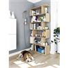 Dmora - Libreria Misma, Scaffale da ufficio multiuso, Mobile biblioteca portalibri a 5 ripiani, 80x25h190 cm, Rovere