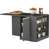 Dmora - Isola da cucina Osvaldo, Armadio multiuso, Mobile per cucinotto, Tavolo ausiliario, 100% Made in Italy, 160x90h90 cm, Antracite e Ardesia