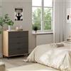 Dmora - Cassettiera Rochester, Settimanale a 4 cassetti, Mobile Comò per camera da letto, Comò moderno, 76x40h94 cm, Rovere nodi e Antracite
