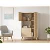 Dmora - Credenza Boario, Buffet alto da soggiorno, Madia moderna da salotto a 3 ante, 81x43h135 cm, Rovere e Bianco