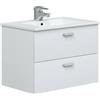 Dmora Mobile sottolavabo Denison, Mobiletto da Bagno, Contenitore Porta lavabo, Armadio per lavandino, 70x45 h50 cm, Bianco Lucido