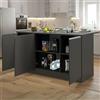Dmora - Isola da cucina Patrizio, Armadio multiuso, Mobile per cucinotto, Tavolo ausiliario, 100% Made in Italy, 155x90h90 cm, Antracite e Ardesia