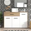 Dmora Credenza Funachi 119x33x81h cm Bianco un Cassetto 2 Ripiani, Madia Apertura Battente e Scorrevole