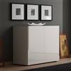 Dmora - Credenza Abeba, Buffet da soggiorno, Madia da salotto, Dispensa da cucina, Made in Italy, 90x38h79 cm, Bianco lucido