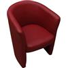 Dmora - Poltrona Abrera, Poltrona da salotto, Seduta imbottita, Sedia con braccioli in ecopelle, 64x63h76 cm, Rosso