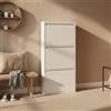 Dmora Scarpiera Eliseo, Mobile portascarpe, Armadio da Ingresso Multiuso, Mobiletto per Calzature, 50x15h104 cm, Bianco, 3 Scomparti