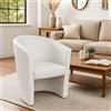 Dmora - Poltrona Abrera, Poltrona da salotto, Seduta imbottita, Sedia con braccioli in ecopelle, 64x63h76 cm, Bianco