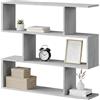 Dmora - Libreria Hampton, Mobile portalibri bassa bifacciale, Scaffale con tre scomparti, Scaffale moderno da ufficio, 110x24h97 cm, Grigio cemento