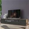 Dmora - Mobile porta TV Jesse, Credenza bassa da soggiorno a 3 ante, Base porta televisione, 100% Made in Italy, cm 200x40h37, Acero e Ardesia