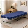 Dmora Talamo Italia Letto Pieghevole Piera, Brandina salvaspazio con Rete a 15 doghe, Custodia Protettiva, 100% Made in Italy, 80x200h40 cm, Materasso Incluso, Blu, 200 cm (Memory)