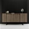 Dmora - Credenza Betel, Buffet da soggiorno, Madia da salotto, Dispensa da cucina, 160x35h80 cm, Noce e Nero