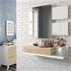 Dmora Mobile da Ingresso con cassetto e Specchio, Colore Noce e Bianco Lucido, cm 75 x 90 x 29