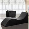 Talamo Italia Pouf Clever, Tasformabile in Chaise Longue, Ecopelle, Nero, 50 x 70 x 50 cm, Singolo