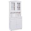 Dmora Mobile Buffet credenza vetrina Shabby, Pino massello, 88 x 198 x 32 cm