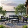 Dmora - Set Salotto da Esterno Massa, Composizione da Giardino con 2 poltrone, 1 Divano ed 1 tavolino, Salottino Indoor e Outdoor con Cuscini, 100% Made in Italy, Antracite
