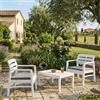 Dmora - Set Salotto da Esterno Benevento, Composizione da Giardino con 2 poltrone e 1 tavolino, Salottino Indoor e Outdoor con Cuscini, 100% Made in Italy, Bianco