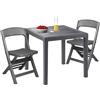 Dmora - Set Salotto da Esterno Falconara, Salottino Outdoor o Indoor, Tavolo Quadrato con 2 sedie Pieghevoli, Made in Italy, Antracite