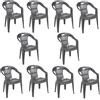 Dmora Set di 10 sedie da Esterno Bisceglie, Seduta da Giardino, per Indoor o Outdoor, con braccioli e impilabile, Made in Italy, 56x55 h78 cm, Antracite